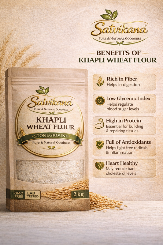 Satvikana Khapli Wheat flour (GMO FREE- LAB TESTED) I 2kg Pack
