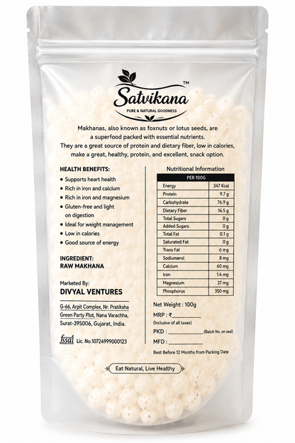 Buy Raw Makhana Online | Satvikana Premium Fox Nuts – Natural, Healthy & Unprocessed | 100grams (Copy)