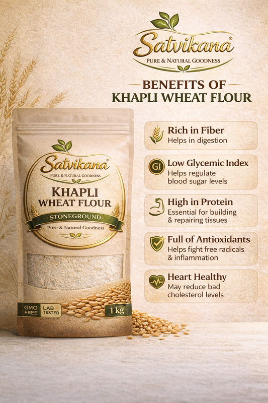 Satvikana Khapli Wheat flour (GMO FREE- LAB TESTED) I 1kg Pack