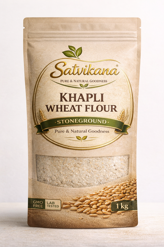 Satvikana Khapli Wheat flour (GMO FREE- LAB TESTED) I 1kg Pack